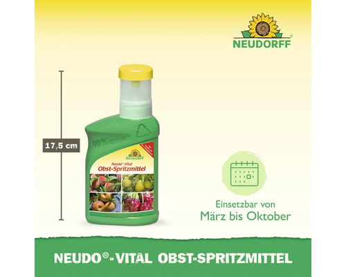 Neudorff Neudo Vital Obst Spritzmittel Pflanzenschutzmittel in einer 17,5 Zentimeter hohen Flasche zur Anwendung von März bis Oktober