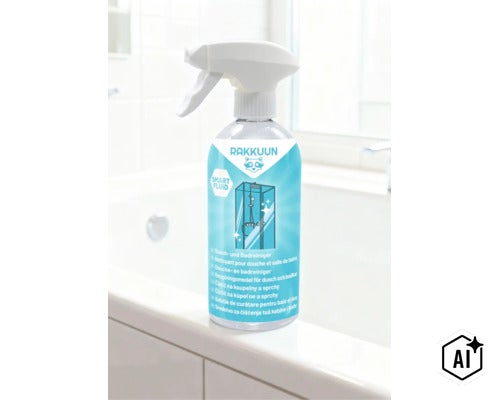Rakkuun Dusch- und Badreiniger Sprühflasche für Sanitärbereiche (Image AI modified or generated)