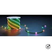 LED Lichterkette auf einer Kabeltrommel mit leuchtenden Dioden in verschiedenen Farben. (Image AI modified or generated)