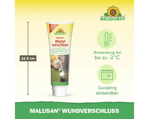 Neudorff Malusan Wundverschluss Tube zur Wundheilung von Obst- und Ziergehölzen anwendbar bis minus 2 Grad Celsius und ganzjährig einsetzbar