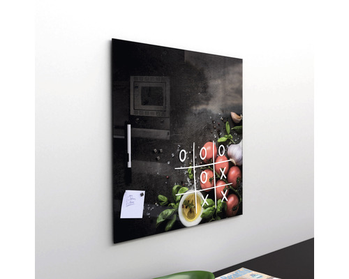 Magnetische Glasmemoboard mit Tomatenmotiv, Stift und Notizblock