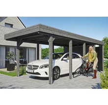 Einzelcarport SKAN HOLZ Friesland Set 2 inkl. Aluminium-Dachplatten, Geräteraum, H-Pfostenanker 314 x 708 cm grau-thumb-0