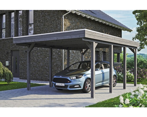 Einzelcarport SKAN HOLZ Friesland inkl. EPDM-Dachfolie und H-Pfostenanker 397 x 555 cm grau