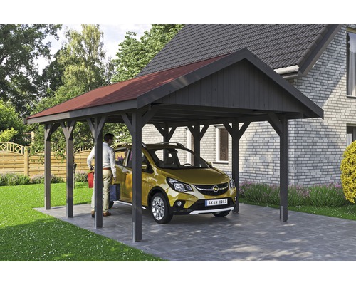 Einzelcarport SKAN HOLZ Wallgau inkl. rote Schindeln und H-Pfostenanker 430 x 600 cm grau Einzelcarport SKAN HOLZ Wallgau inkl. rote Schindeln und H-Pfostenanker 430 x 600 cm grau