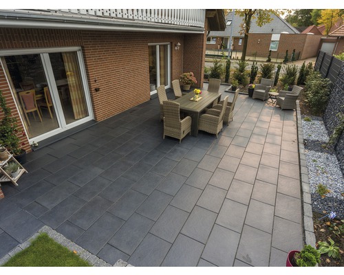 Beton Terrassenplatte Bellastone Basalto anthrazit mit Fase 60 x 40 x 4,5 cm