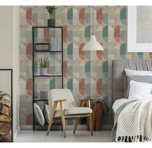 Vliestapete 37531-1 Geo Nordic Grafik blau rot