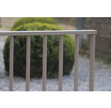 Detailansicht eines Metallzauns im Garten