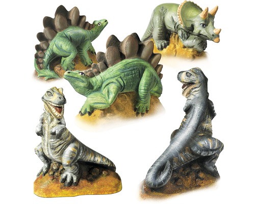 Fünf Dinosaurierfiguren aus Keramik