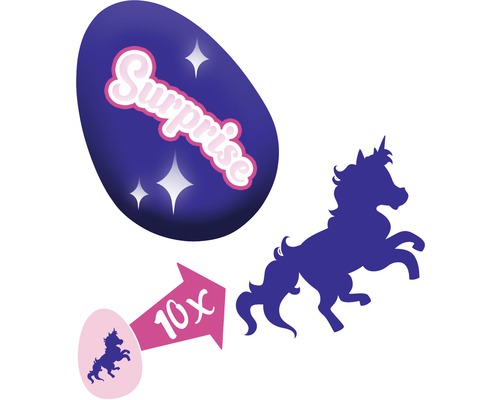 Überraschungsei mit Einhorn-Motiv, 10-fache Vergrößerung