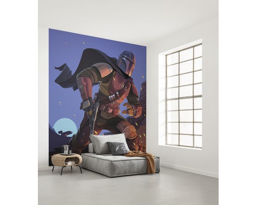 Wandbild mit Mandalorianer-Motiv in einem modern eingerichteten Raum