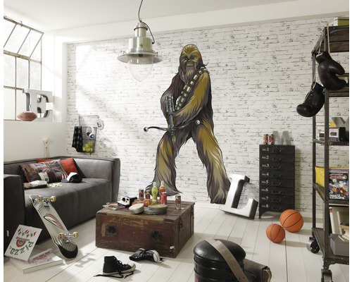 Jugendzimmer mit Star Wars Wandtattoo und industriellem Dekor.