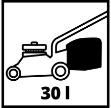 Symbol für einen Rasenmäher mit einem Fangkorbvolumen von 30 Litern