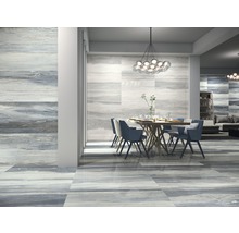 XXL Feinsteinzeug Wand- und Bodenfliese Marblewood Indiago poliert 120 x 260 cm 7 mm