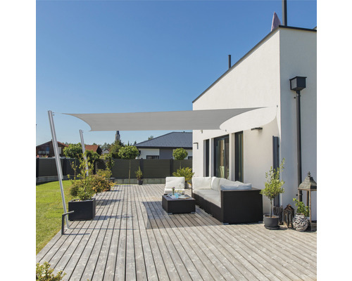 Windhager CAPRI Rechtecksonnensegel 4,0 x 5,0 m, HDPE 225 g/m² wind- und wasserdurchlässig, grau