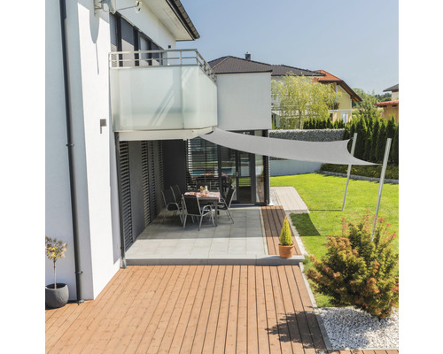 Windhagel CAPRI Quardratsonnensegel 5,0 m, HDPE 225 g/m² wind- und wasserdurchlässig, grau