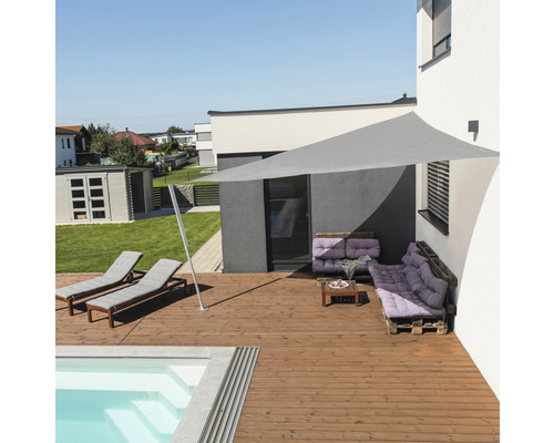 Windhager CAPRI Dreiecksonnensegel 4,0 x 4,0 x 4,0 m, HDPE 225 g/m² wind- und wasserdurchlässig, grau