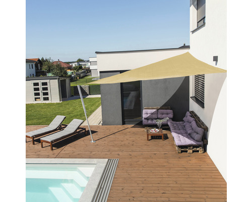 Windhager CAPRI Dreiecksonnensegel 4,0 x 4,0 x 4,0 m, HDPE 225 g/m² wind- und wasserdurchlässig, cremeweiß