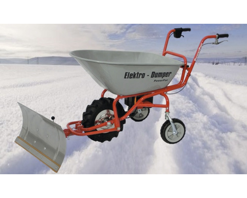 Elektro Dumper mit Schneeschild für den Wintereinsatz