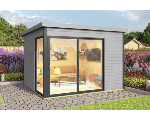 Gartenhaus weka Designhaus 412 Gr. 1 inkl. Fußboden 300 x 300 cm grau