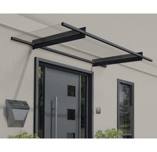 Haustürvordach mit Glasplatte und dunklem Rahmen
