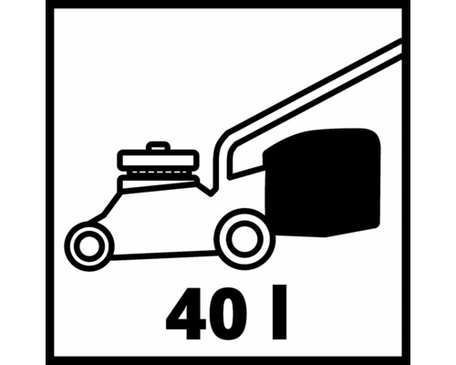 Symbol für einen Rasenmäher mit einem Fangkorbvolumen von 40 Litern