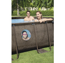 Aufstellpool Framepool-Set Bestway oval 488x305x107 cm inkl. Sandfilteranlage, Leiter, Abdeckplane & Anschlussschlauch grau