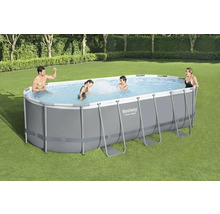 Aufstellpool Framepool-Set Bestway oval 549x274x122 cm inkl. Kartuschenfilteranlage, Leiter, Abdeckplane & Anschlussschlauch grau-thumb-6