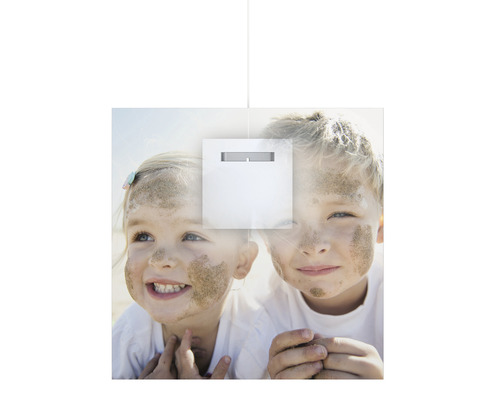Quadratische Pendelleuchte mit Kindermotiv