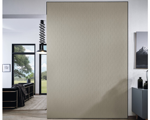 Raumszene mit Schiebetür mit geometrischem Muster