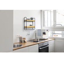 Wandregal Loft 2 Etagen bambus/schwarz