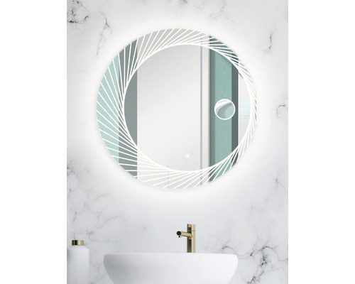 Runder Spiegel mit LED-Beleuchtung im Badezimmer