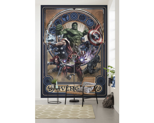 Wandbild mit Avengers Motiven in einem Wohnraum