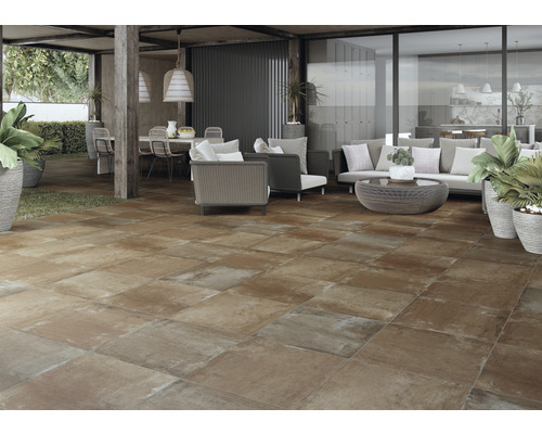 Feinsteinzeug Terrassenplatte Smartgrip Cotto Uni rektifizierte Kante 60 x 60 x 2 cm