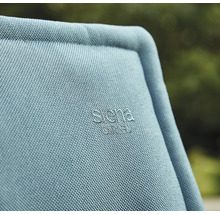 Detailansicht eines Gartenmöbelstücks mit dem Siena Garden Logo.