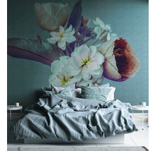 Fototapete Vlies 38269-1 The Wall XXL Blumen türkis 7-tlg. 371 x 280 cm
