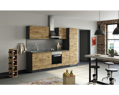 Held Möbel Küchenzeile Sorrento 270 cm eiche matt zerlegt Variante reversibel