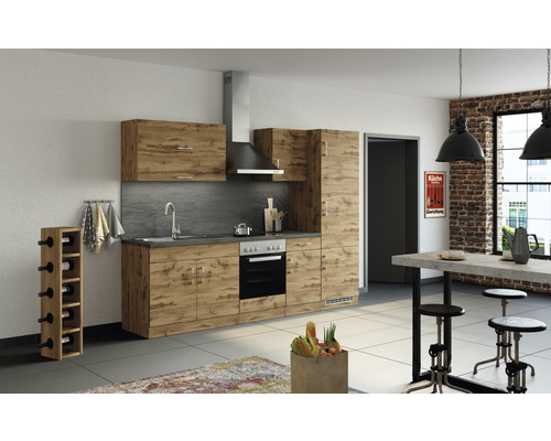 Held Möbel Küchenzeile mit Geräten Sorrento 270 cm Frontfarbe eiche matt Korpusfarbe eiche zerlegt