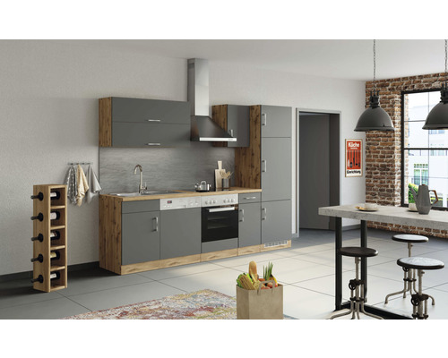 Held Möbel Küchenzeile Sorrento 270 cm anthrazit matt zerlegt Variante reversibel