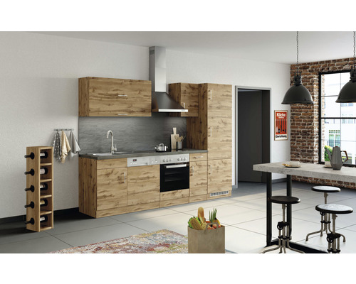 Held Möbel Küchenzeile mit Geräten Sorrento 270 cm Frontfarbe eiche matt Korpusfarbe eiche zerlegt