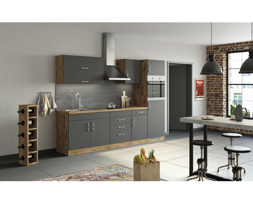 Held Möbel Küchenzeile Sorrento 270 cm anthrazit matt zerlegt Variante reversibel