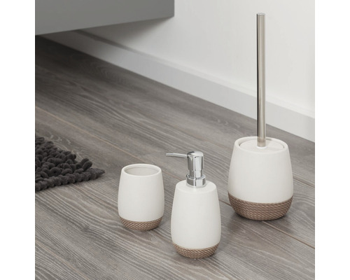 Keramik Badezimmer Set mit Seifenspender, Becher und WC-Bürste