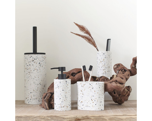 Badezimmer-Set mit Seifenspender, Zahnbürstenhalter, Toilettenbürste und Becher
