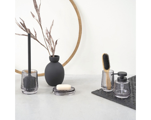 Badezimmerzubehör-Set mit Seifenspender, Seifenschale, Toilettenbürste und Glasvase