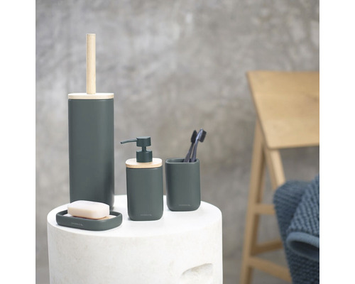 Badezimmer-Set mit Seifenspender, Seifenschale, Zahnbürstenhalter und Toilettenbürste
