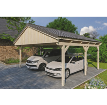 Doppelcarport SKAN Holz Fichtelberg 618 x 566 cm natur