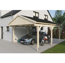 Einzelcarport SKAN Holz Fichtelberg inkl. Dachschindeln schwarz 423 x 566 cm natur