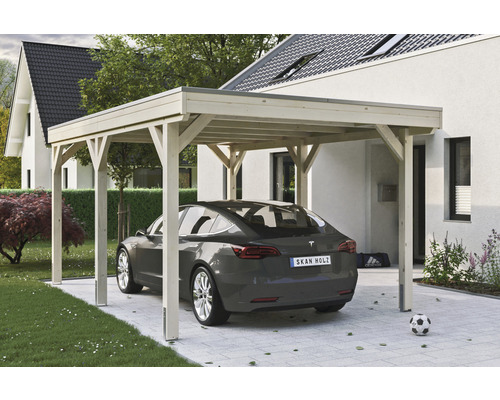 Einzelcarport SKAN Holz Grunewald inkl. EPDM Folie 321 x 554 cm natur