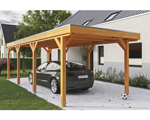 Einzelcarport SKAN Holz Grunewald 321 x 796 cm Eiche hell