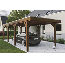 Einzelcarport SKAN Holz Grunewald inkl. EPDM Folie 321 x 796 cm Nussbaum