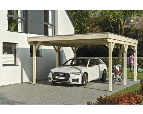 Einzelcarport SKAN Holz Grunewald inkl. EPDM Folie 427 x 554 cm natur